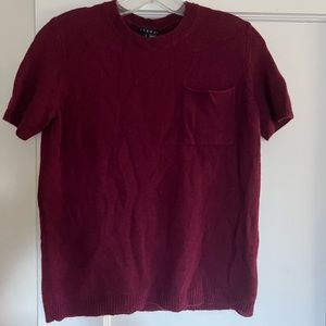 THEORY Tollie cashmere pocket sweater tee bright cassis plum -S-NWT!